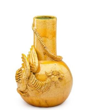 GEORGE OHR  -  NEW ORLEANS ART POTTERY Rare vase MARY REINFORT (1845 - 1916)